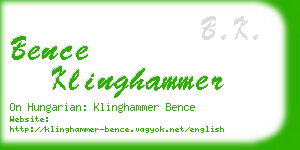 bence klinghammer business card